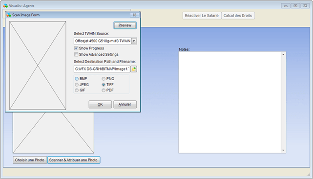 Boite Dialog Deb Scan