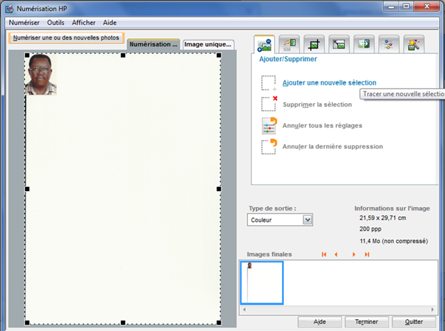 Boite Dialog Scanning Photo