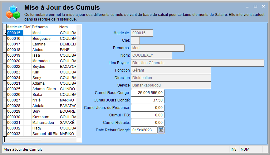 Form Maj Cumul